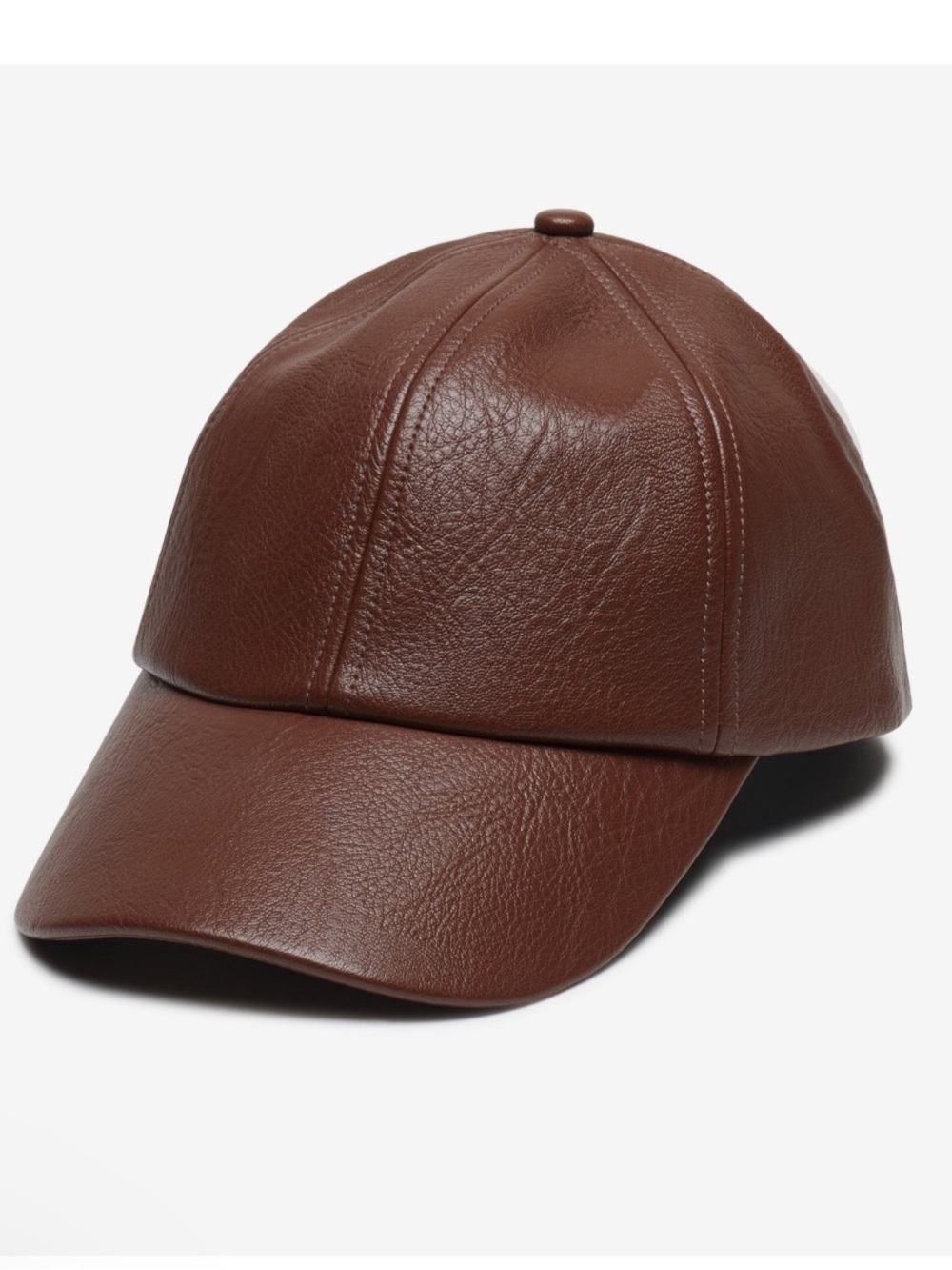 Anthropologie Brown Faux Leather Baseball Cap